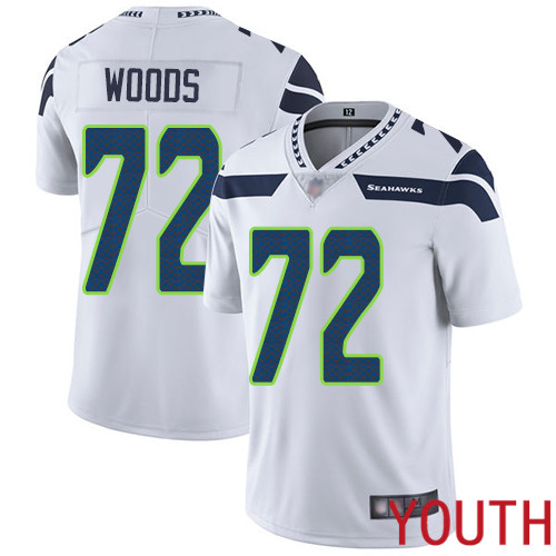 Seattle Seahawks Limited White Youth Al Woods Road Jersey NFL Football 72 Vapor Untouchable